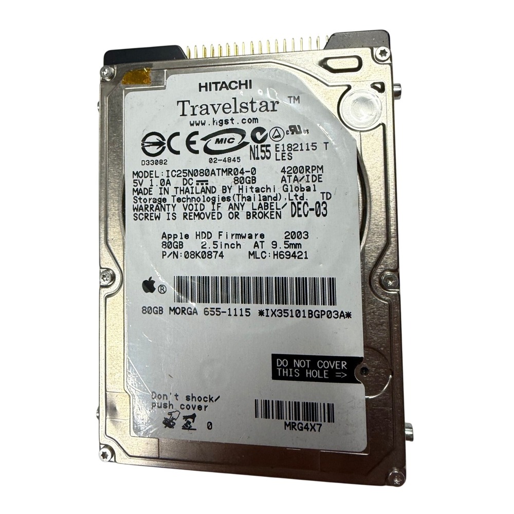 Hitachi Travelstar 80GB 2.5" IDE Laptop Hard Drive Apple IC25N080ATMR04-0